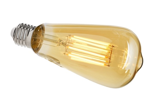 Deko-Light Leuchtmittel, Filament E27 ST64 2200K, Glas, Amber, Warmweiß, 300°, 8W, 230V, 44mA, 145mm