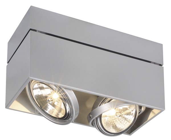 KARDAMOD, Deckenleuchte, zweiflammig, QR111, rechteckig, silbergrau, max.150W