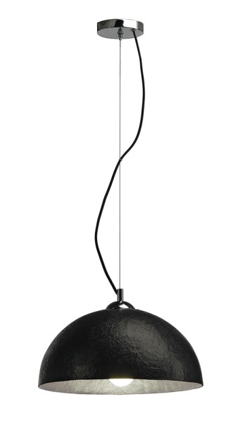 FORCHINI PD-2, Pendelleuchte, A60, rund, schwarz matt/silber, Ø 38 cm, max. 40W