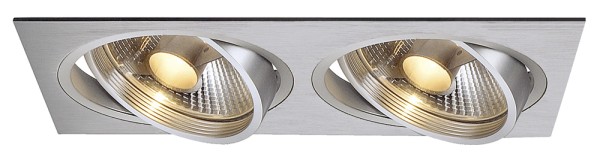 NEW TRIA 2, Einbauleuchte, zweiflammig, QPAR111, rechteckig, aluminium gebürstet, max. 150W