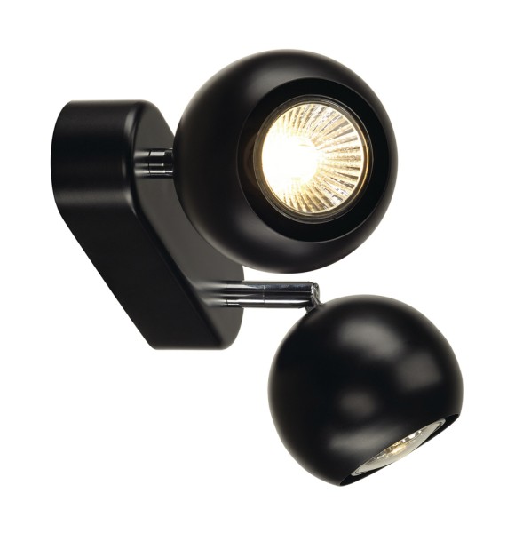 LIGHT EYE 2, Wand- und Deckenleuchte, zweiflammig, QPAR51, schwarz/chrom, max. 100 W