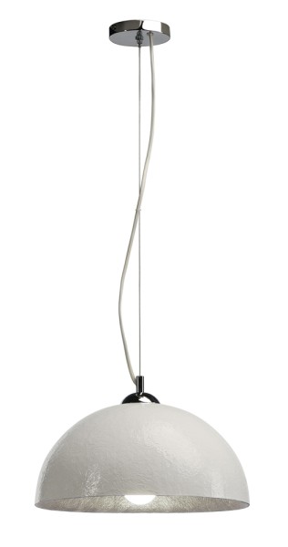FORCHINI PD-2, Pendelleuchte, A60, rund, weiß matt/silber, Ø 38 cm, max. 40W