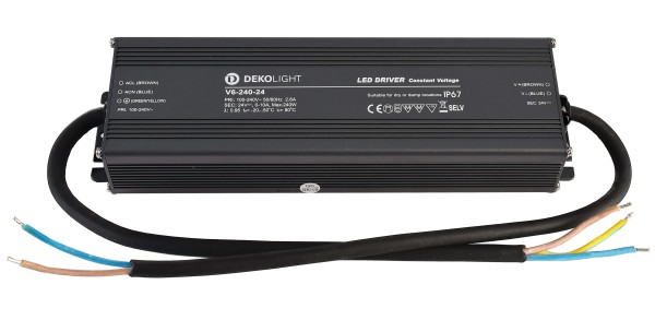 Deko-Light Netzgerät, IP, CV, V6-240-24, Aluminium, Grau, 240W, 24V, 249x72mm