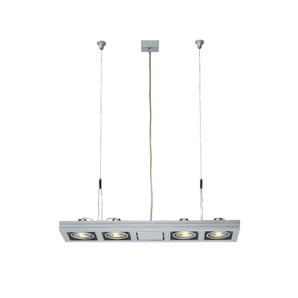 AIXLIGHT LONG, Pendelleuchte, vierflammig, QPAR51, rechteckig, silbergrau, max. 200W