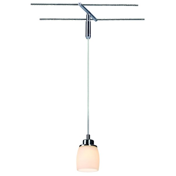 SURA PENDEL für NV-Seilsystem, chrom, Glas weiss, GY6.35, max. 50W