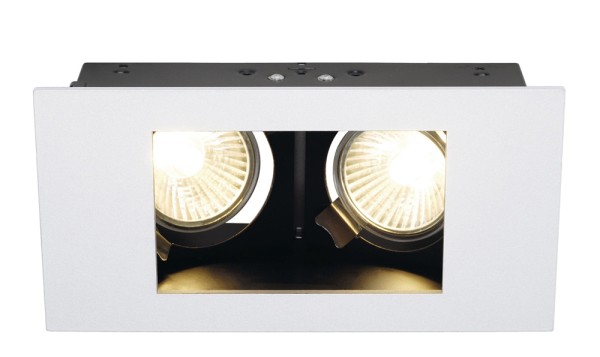 INDI REC 2S, Einbauleuchte, zweiflammig, QPAR51, rechteckig, weiß matt, schwenkbar, max. 70W