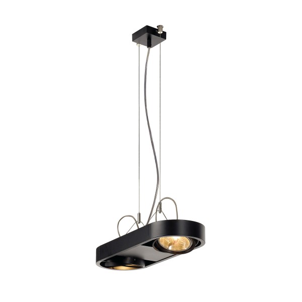 AIXLIGHT R, Pendelleuchte, zweiflammig, QR111, rechteckig, schwarz, max. 100W