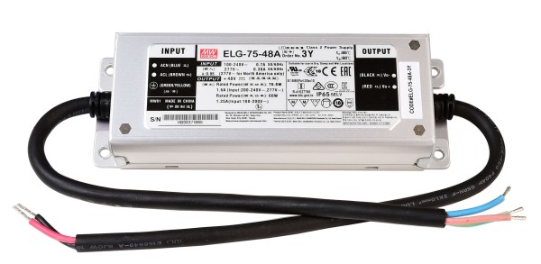 Meanwell Netzgerät, CV, ELG-75-48A, Aluminium, Silber, 75W, 48V, 180x63mm