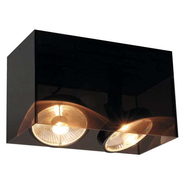ACRYLBOX, Deckenleuchte, zweiflammig, QPAR111,  rechteckig, schwarz/transluzent, max. 150W