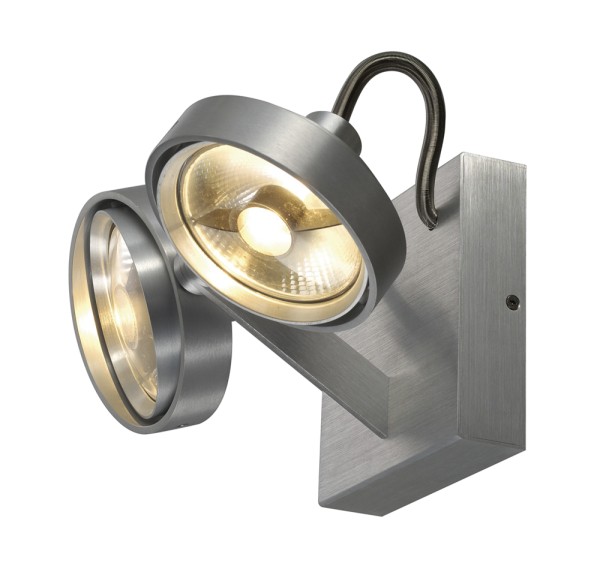 KALU 2, Wand- und Deckenleuchte, zweiflammig, QPAR111, aluminium gebürstet, max. 100 W