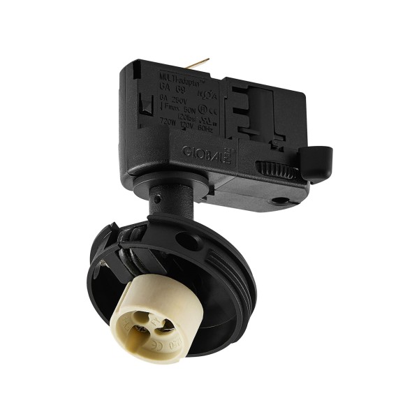 Deko-Light 3-Phasen-Spot, Can Base, 1x max. 7,5 W GU10, Schwarz, Aluminium, Schwarz, 7W, 230V