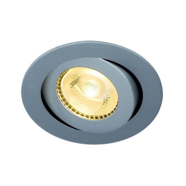 BOOST TURNO 6W Downlight, schwenkbar, rund, silbergrau, 6W LED, warmweiss