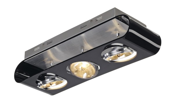 RETROSIX, Wand- und Deckenleuchte, dreiflammig, QR111, Acrylglas schwarz, max. 150 W