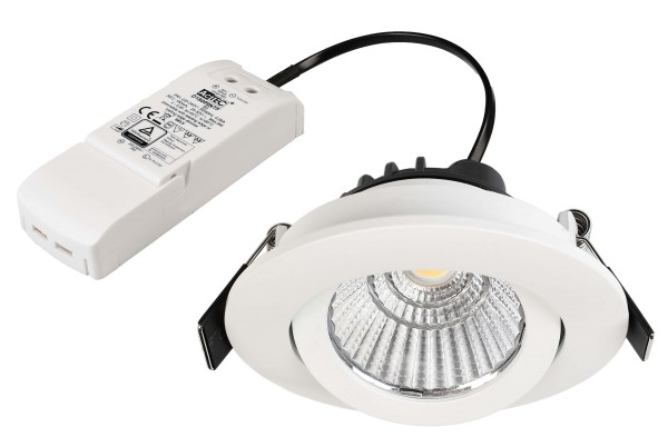 Deko-Light Deckeneinbauleuchte, COB-68-230V-3000K-triac-rund, Aluminium, Weiß, Warmweiß, 38°, 8W