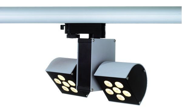 3-phasen Spot Rondos Double LED 12 x 1 Watt, inkl. 12 x LED kaltweiß, inkl. Vorschaltgerät und Adapt