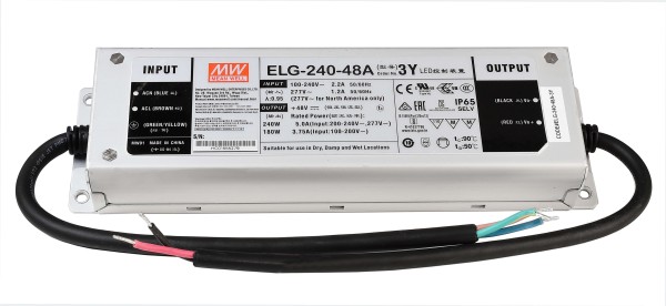 Meanwell Netzgerät, CV, ELG-240-48A, Aluminium, Silber, 240W, 48V, 244x71mm