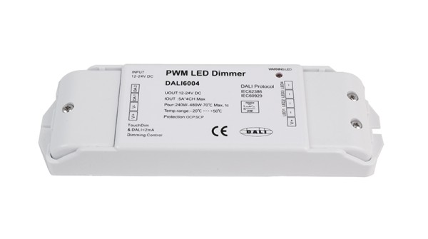 Deko-Light Controller, DALI PWM Dimmer CV 4CH, 12/24V, 5A/Channel, Kunststoff, Weiß, 480W, 12-24V