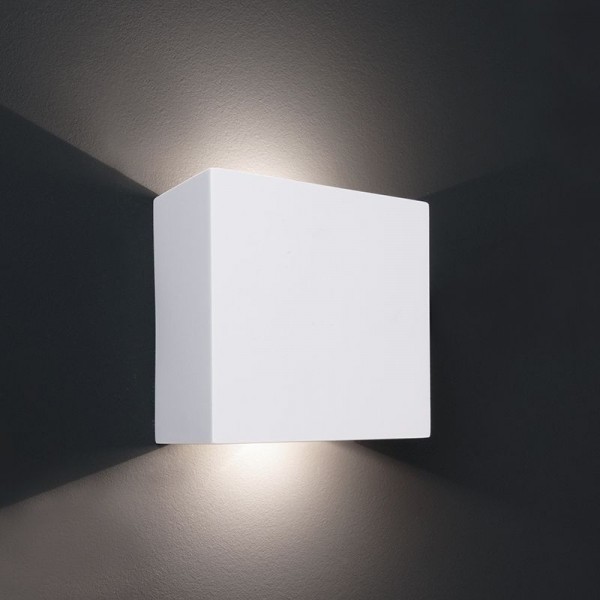 Deko-Light Wandaufbauleuchte, Quinta, Gips, weiß überstreichbar, Warmweiß, 5W, 230V, 125x60mm