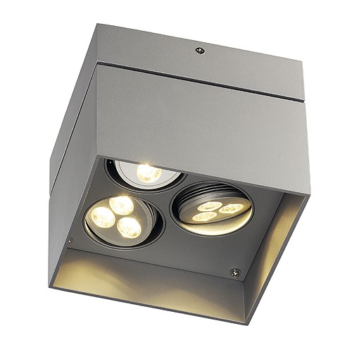 KARDAMOD SURFACE LED, Deckenleuchte, eckig, silbergrau, 3x3x1W LED, warmweiss