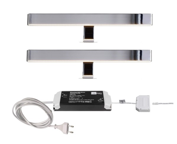 Deko-Light Möbelaufbauleuchte, Spiegel Line II 2er Bundle, Aluminium, Silber Chrom, Warmweiß, 12W