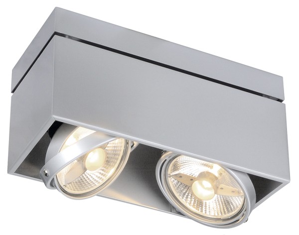 KARDAMOD, Deckenleuchte, zweiflammig, QPAR111, rechteckig, silbergrau, max. 150W