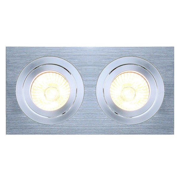 NEW TRIA II MR16 Downlight, rechteckig, alu brushed, max. 2x50W, inkl. Clipfedern