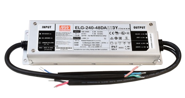 Meanwell Netzgerät, DIM, CV, ELG-240-48DA, Aluminium, Silber, 240W, 48V, 244x71mm
