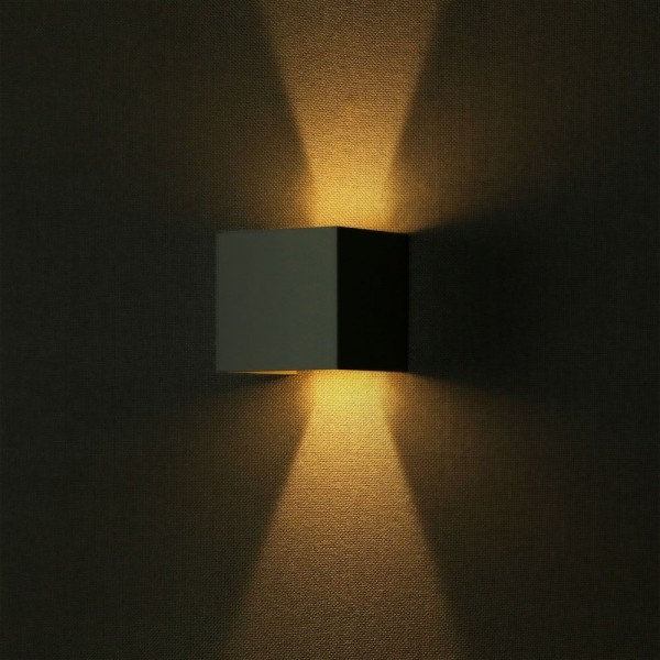 LED Wandleuchte, up/down, 3000K, 6W, eckig,  grau, IP65, inkl. LED-Treiber