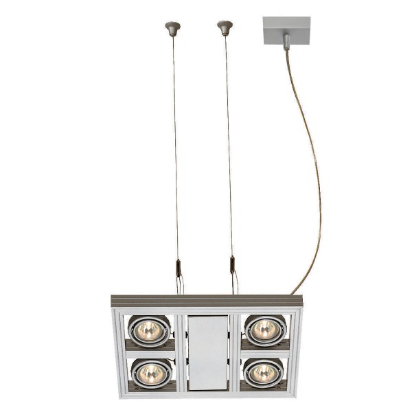 AIXLIGHT SQUARE, Pendelleuchte, vierflammig, QR51, silbergrau, max. 200W