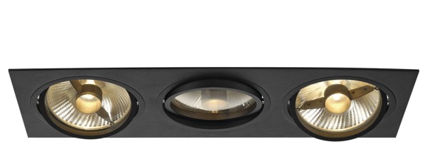 NEW TRIA 3, Einbauleuchte, dreiflammig, QPAR111, rechteckig, schwarz matt, max. 225W