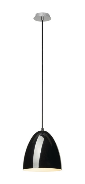 PARA CONE 20, Pendelleuchte, A60, rund, schwarz hochglänzend, Ø 20 cm, max. 60W