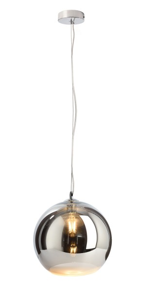 Deko-Light Pendelleuchte, Furnel, Glas, silberfarben verspiegelt, 60W, 230V
