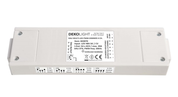 Deko-Light Niedervolt DALI Dimmer (CV, DC), DALI MULTI-Dimmer 1/2/3/4 Kanal, 12-48V, 4x5A, Weiß