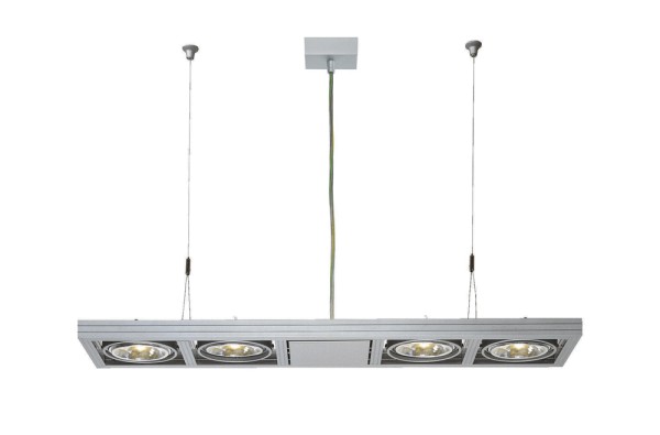 AIXLIGHT LONG, Pendelleuchte, vierflammig, QR-LP111, rechteckig, silbergrau, max. 200W