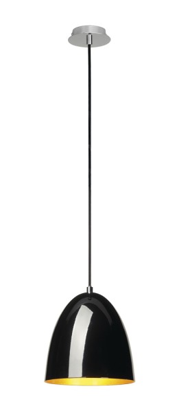 PARA CONE 20, Pendelleuchte, A60, rund, schwarz/gold, Ø 20 cm, max. 60W