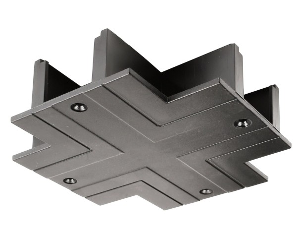Deko-Light 3-Phasen Schienensystem, D Line DALI Einbau-Abdeckblende X-Verbinder, schwarz, Kunststoff