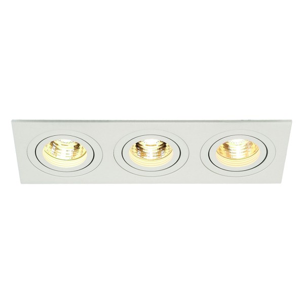 NEW TRIA III MR16 Downlight, rechteckig, mattweiss, max. 3x50W, inkl. Clipfedern