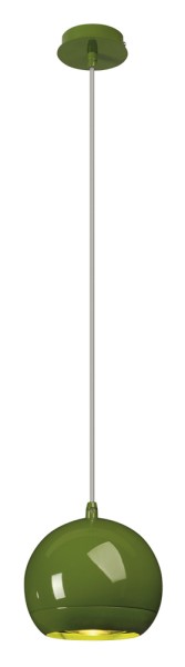 LIGHT EYE, Pendelleuchte, QPAR111, farngrün, klares Kabel, farngrün Deckenrosette, max. 75W