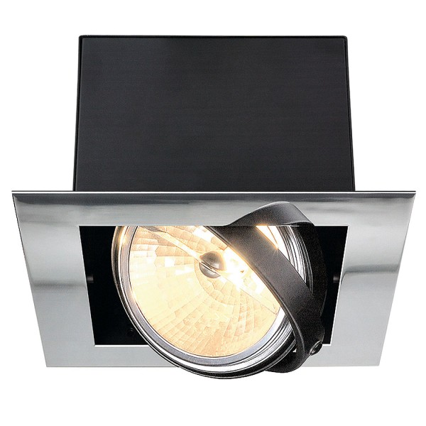 AIXLIGHT FLAT SINGLE QRB111 Deckeneinbauleuchte, chrom / mattschwarz, max. 50W