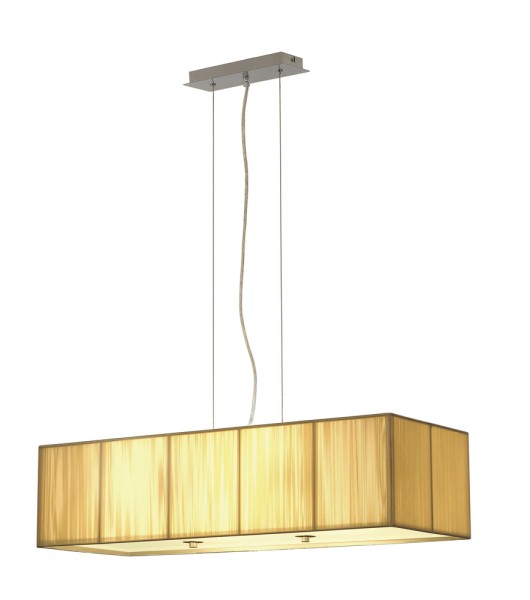 LASSON PD-1, Pendelleuchte, A60, eckig, Schirm beige, L/B/H 80/30/20 cm, max. 240W