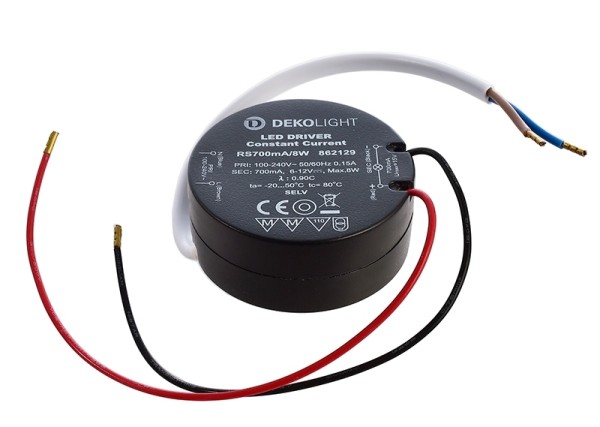 Deko-Light Netzgerät, ROUND, RS700mA/8W, Kunststoff, Schwarz, 8W, 6-12V, 700mA