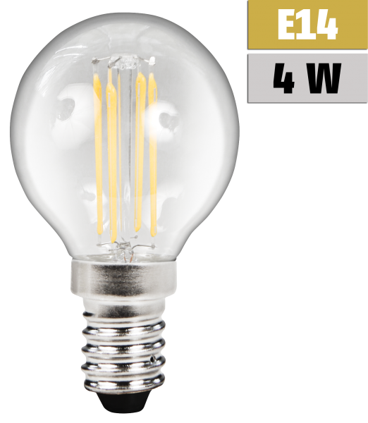 E14 LED Filament Tropfenlampe, 4W, 380lm, warmweiß