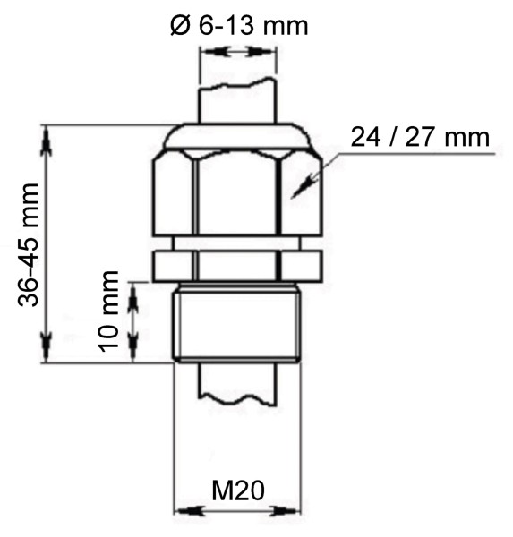 PROTEC.class Mechanisches Montagezubehör, Kabelverschraubung M20 inkl. Gegenmutter + Dichtring