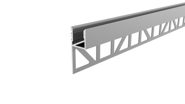 Reprofil Profil, Fliesen-Profil Abschluss nach oben leuchtend, Aluminium, Silber eloxiert, 3000mm
