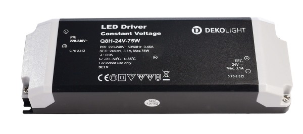 Deko-Light Netzgerät, BASIC, CV, Q8H-24-75W, Kunststoff, Schwarz, 75W, 24V, 184x61mm