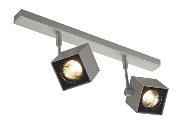 ALTRA DICE 2, Wand- und Deckenleuchte, zweiflammig, QPAR51, eckig, silbergrau/schwarz, max. 100 W