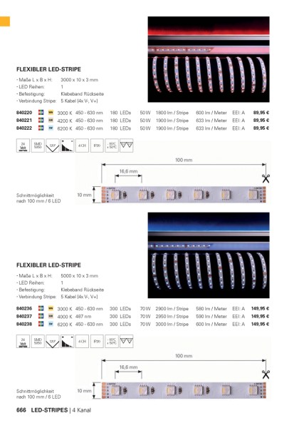 Deko-Light Flexibler LED Stripe, 5050-60-24V-RGB+1700K-5m, Kupfer, Weiß, RGB + Amber, 120°, 70W, 24V