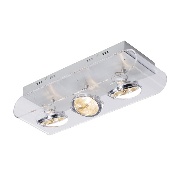 RETROSIX, Wand- und Deckenleuchte, dreiflammig, QR111, Acrylglas klar, max. 150 W