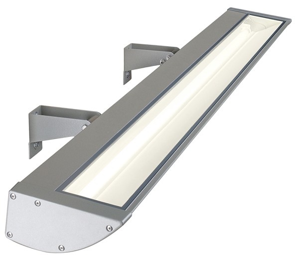 VANO WING, Outdoor Fassadenleuchte, T16, IP65, silbergrau, L/B/H 123,5/15,5/7,5 cm, max. 54W