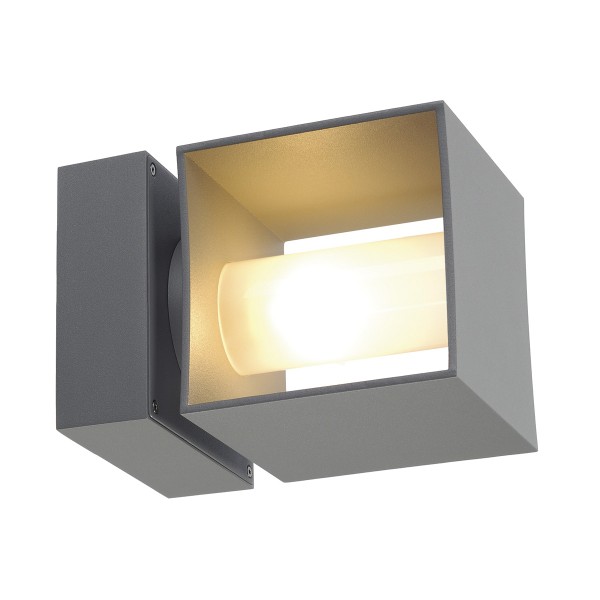 SQUARE TURN, Outdoor Wandleuchte, QT14, IP44, silbergrau, max. 42W